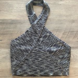 Grey knit halter crop top